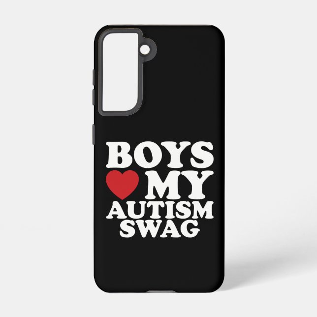 Coque Samsung Galaxy Les garçons aiment mon autisme Swag Sensibilisatio (Verso)