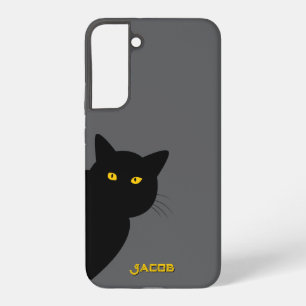 Coque Samsung Galaxy Les yeux jaunes chat noir vous saluant coutume