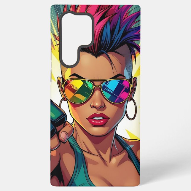Coque Samsung Galaxy Lesbienne LGBT Mohawk Uppercut Pop Art (Verso)