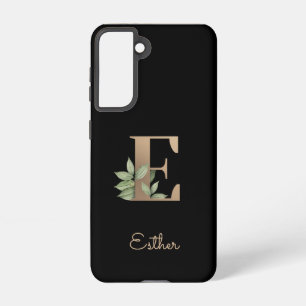 Coque Samsung Galaxy LETTRE D'OR MONOGRAPHIQUE BOtanique Élégante E
