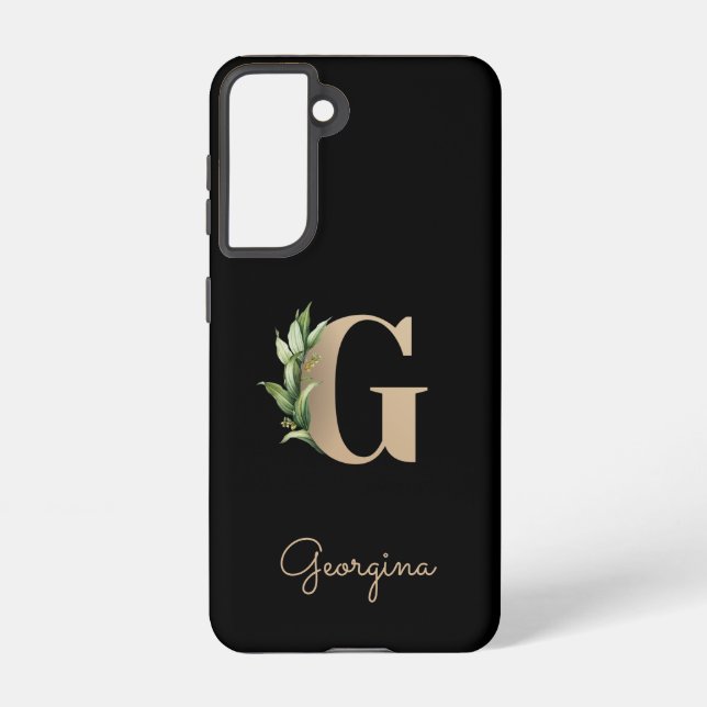 Coque Samsung Galaxy LETTRE D'OR MONOGRAPHIQUE BOtanique Élégante G (Verso)