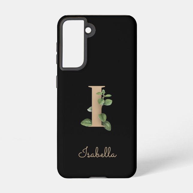 Coque Samsung Galaxy LETTRE D'OR MONOGRAPHIQUE BOtanique Élégante I (Verso)