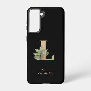 Coque Samsung Galaxy LETTRE D'OR MONOGRAPHIQUE BOtanique Élégante L