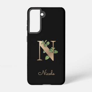 Coque Samsung Galaxy LETTRE D'OR MONOGRAPHIQUE BOtanique Élégante N