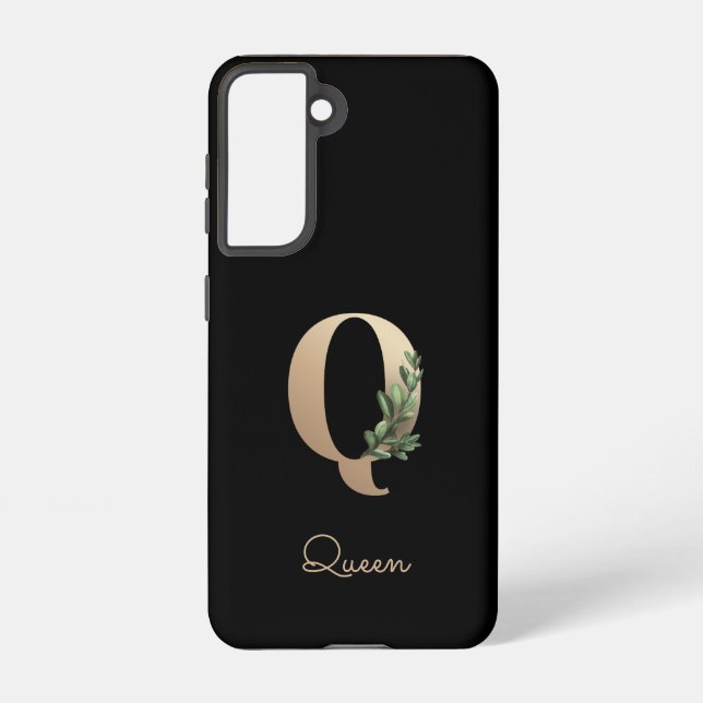 Coque Samsung Galaxy LETTRE D'OR MONOGRAPHIQUE BOtanique Élégante Q (Verso)
