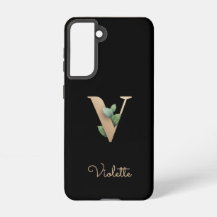 Coque Samsung Galaxy LETTRE D'OR MONOGRAPHIQUE BOtanique Élégante V