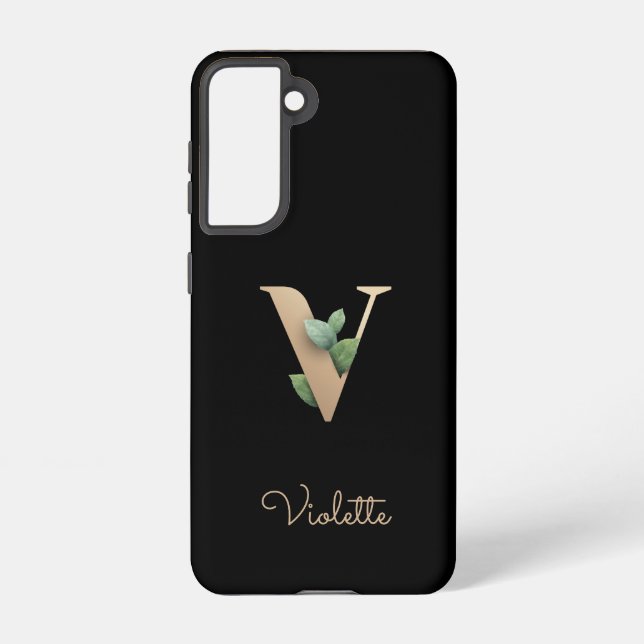Coque Samsung Galaxy LETTRE D'OR MONOGRAPHIQUE BOtanique Élégante V (Verso)
