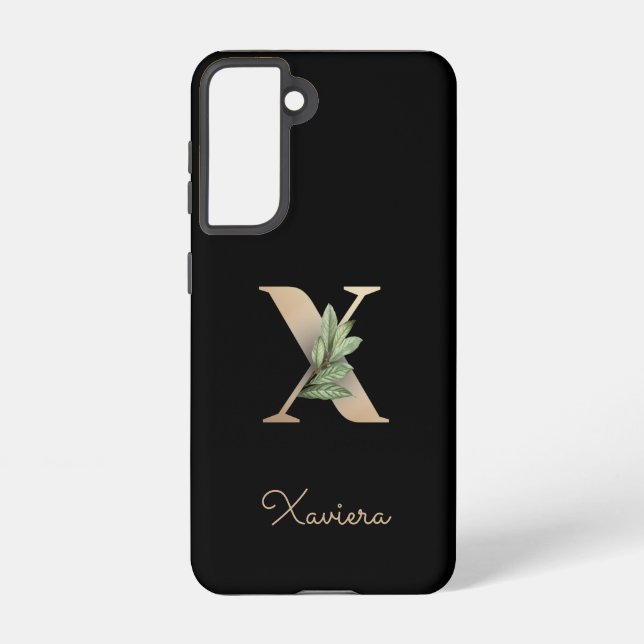 Coque Samsung Galaxy LETTRE D'OR MONOGRAPHIQUE BOtanique Élégante X (Verso)