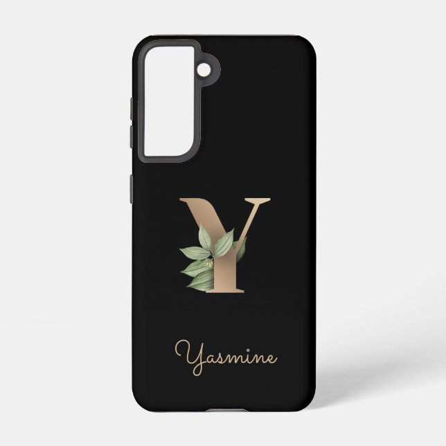 Coque Samsung Galaxy LETTRE D'OR MONOGRAPHIQUE BOtanique Élégante Y (Verso)
