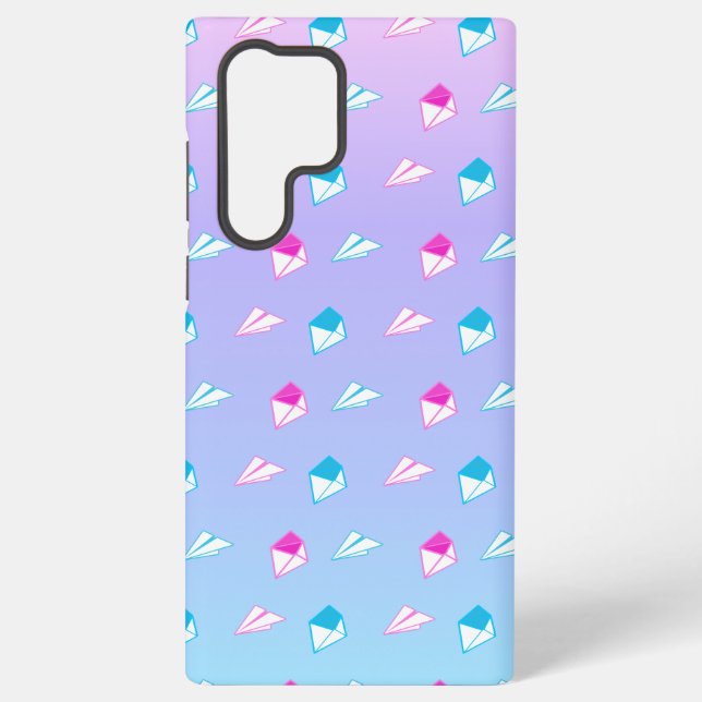 Coque Samsung Galaxy Lettre et Envelo Bleu et Pink Papier (Verso)