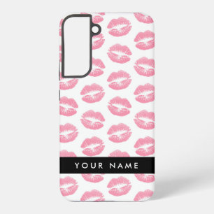 Coque Samsung Galaxy Lèvres Roses, Baiser, Baguette à lèvres, Votre Nom