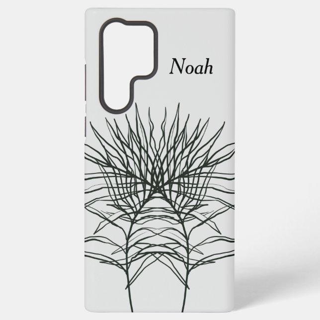 Coque Samsung Galaxy Lignes de feuille gris clair Samsung S22 Ultra Coq (Verso)