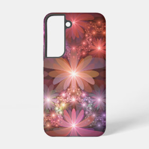 Coque Samsung Galaxy Lit De Fleurs Coloré Brillant Art Fractal Abstrait