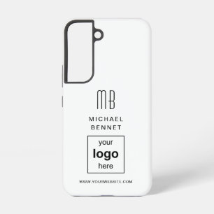Coque Samsung Galaxy Logo de société personnalisé blanc simple
