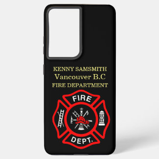 Coque Samsung Galaxy Logo du service d'incendie Badge noir et rouge