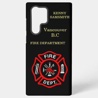 Coque Samsung Galaxy Logo du service d'incendie Badge noir et rouge