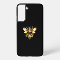 Logo Faux Gold Foil Bee Polygonal sur Noir