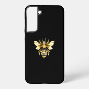 Coque Samsung Galaxy Logo Faux Gold Foil Bee Polygonal sur Noir