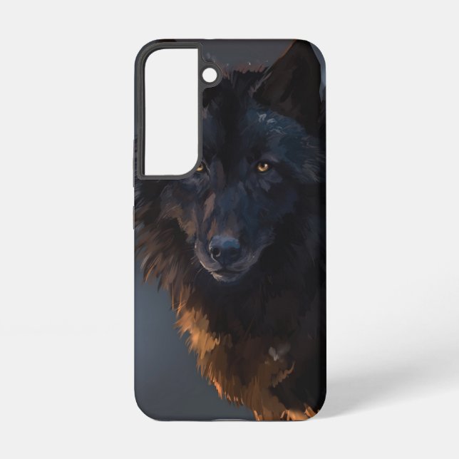 Coque Samsung Galaxy loup noir (Verso)
