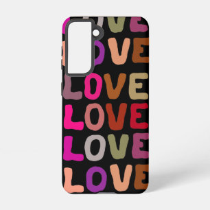 Coque Samsung Galaxy LOVE rétro super ondulé lettres répéter motif