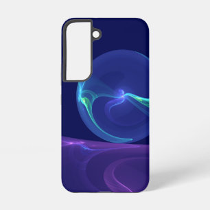 Coque Samsung Galaxy Lumineuse Bleu Violet Rêve Abstrait Fractal Art