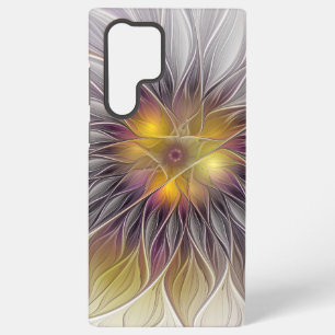 Coque Samsung Galaxy Lumineuse Fleur colorée, Abstraite Fractale modern