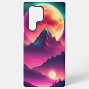 Coque Samsung Galaxy lune montante entre les montagnes