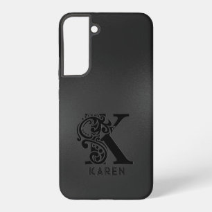 Coque Samsung Galaxy Luxury Monogram K sur Gris Foncé