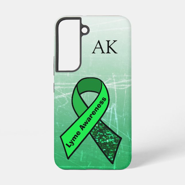 Coque Samsung Galaxy Lyme Disease Awareness Ribbon Monogrammed (Verso)