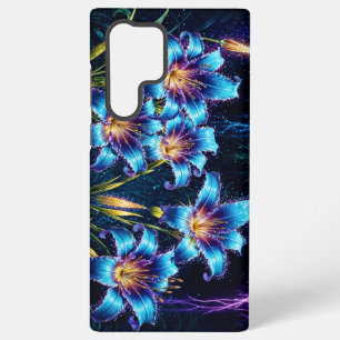Coque Samsung Galaxy Lys bleu brillant nuit imaginaire floral éclatant