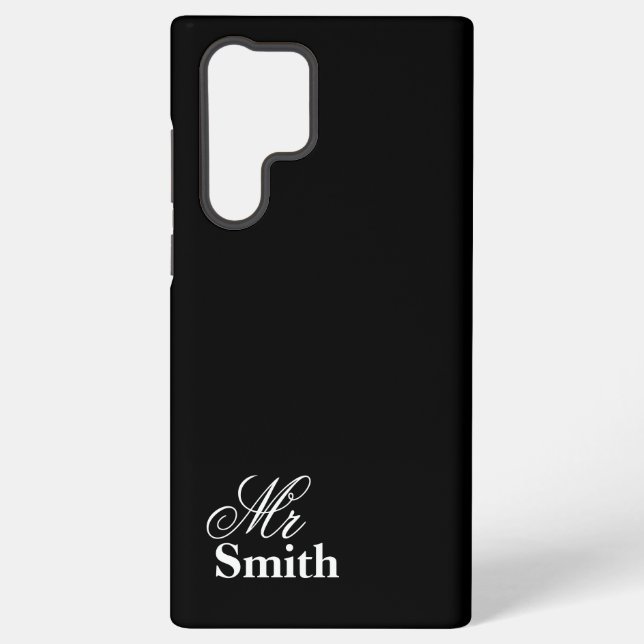 Coque Samsung Galaxy M. Smith White Nom personnalisé Noir (Verso)