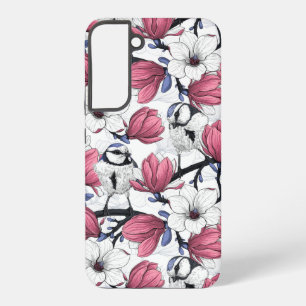 Coque Samsung Galaxy Magnolia rose et métis bleu