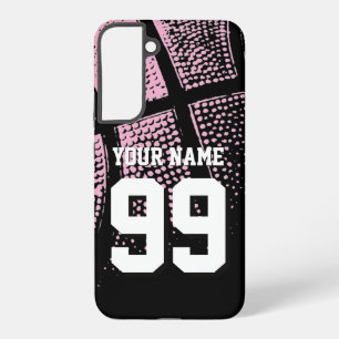 Coque Samsung Galaxy Maillot de basket vintage rose numéro personnalisé