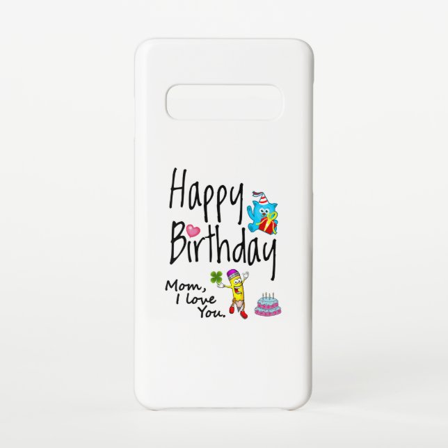Coque Samsung Galaxy Maman, je t'aime. Joyeux anniversaire. (Dos)