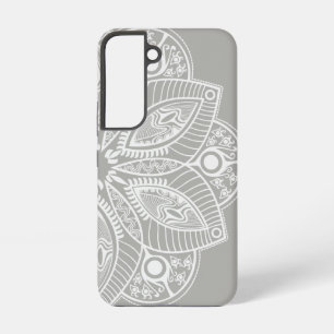 Coque Samsung Galaxy Mandala blanc exotique sur Arrière - plan gris