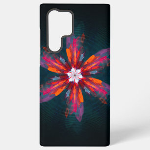 Coque Samsung Galaxy Mandala floral Fleurs Orange Rouge Bleu Abstrait