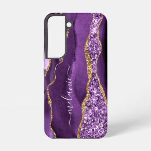 Coque Samsung Galaxy Marbre de Parties scintillant d'or violet Nom pers