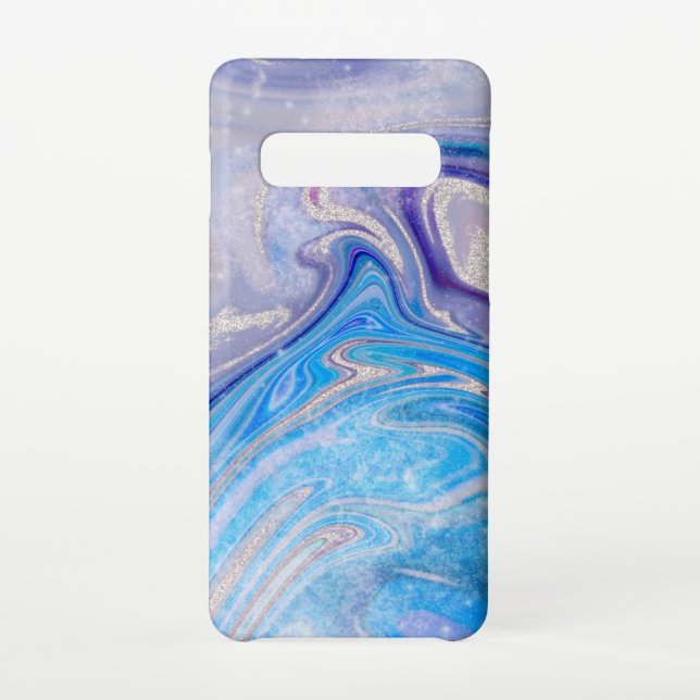 Coque Samsung Galaxy Marbre de parties scintillant gris bleu violet (Dos)