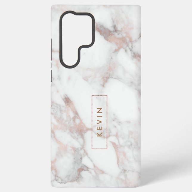 Coque Samsung Galaxy Marbre moderne blanc et Rose-or Faux (Verso)