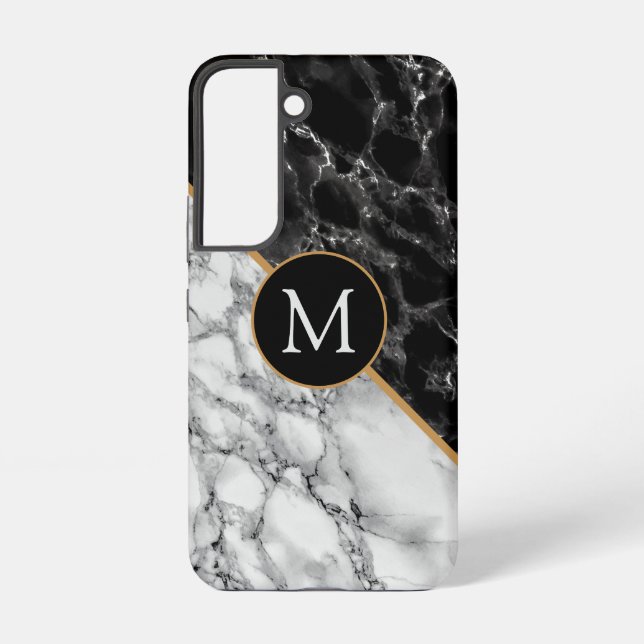 Coque Samsung Galaxy Marbre noir blanc personnalisé (Verso)