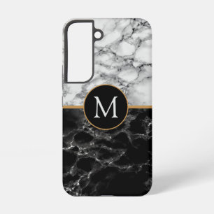 Coque Samsung Galaxy Marbre noir blanc Votre lettre Samsung Galaxy Coqu