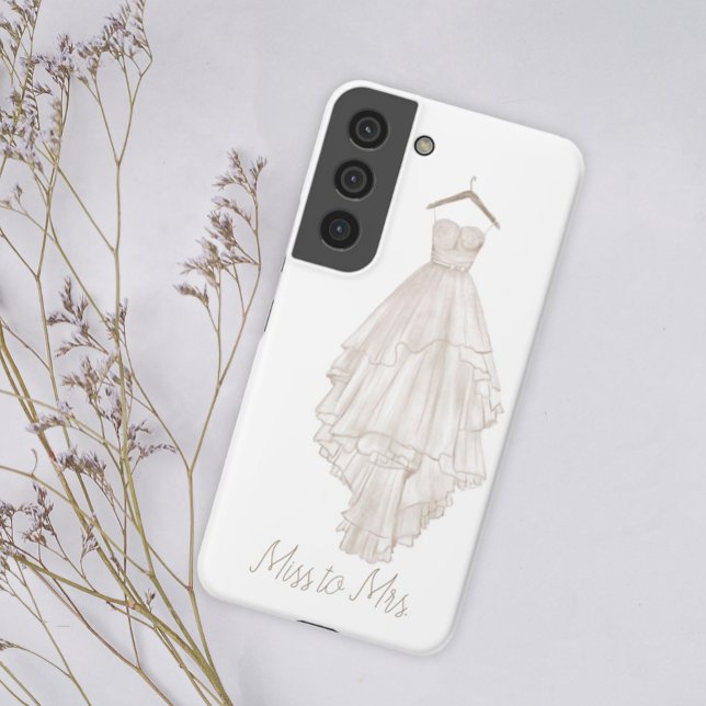 Coque Samsung Galaxy Mariage floral rose Boho moderne Mlle à Mme. (Créateur téléchargé)