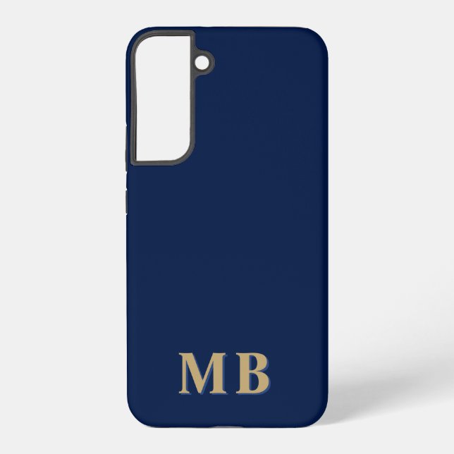 Coque Samsung Galaxy Marine et Or | Monogramme initial moderne minimal (Verso)