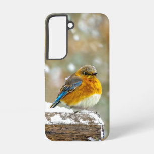 Coque Samsung Galaxy Merlebleu de l'Est dans la neige - Photographie or