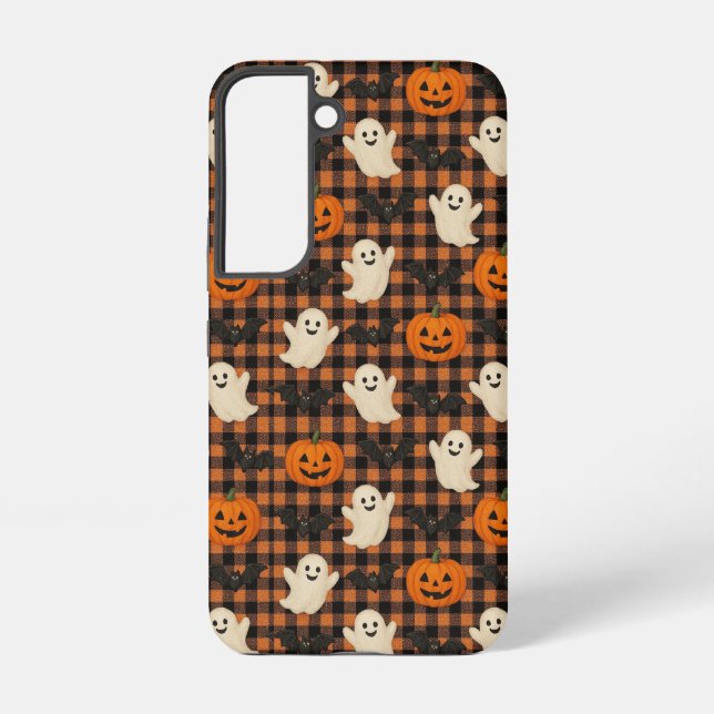Coque Samsung Galaxy Mignonne, en vichy halloween fantôme chauves-souri (Verso)