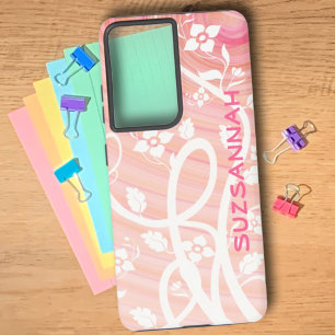 Coque Samsung Galaxy Modèle de fleurs en filigrane en spirale rose pêch