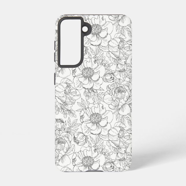 Coque Samsung Galaxy Modèle floral de pivoine vintage (Verso)