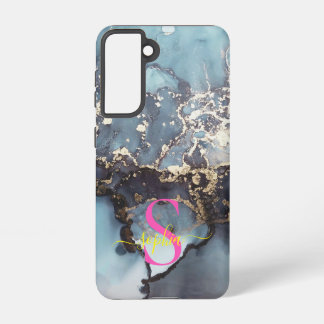 Coque Samsung Galaxy modern black and white marble monogram