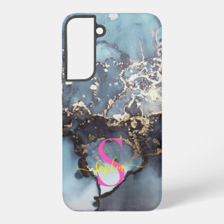 Coque Samsung Galaxy modern black and white marble monogram