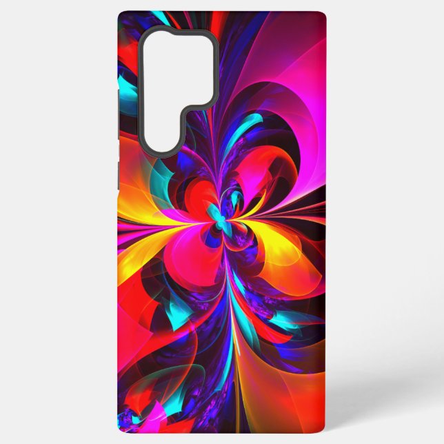 Coque Samsung Galaxy Modern Floral Abstract Art Red Blue Pattern #07 (Verso)